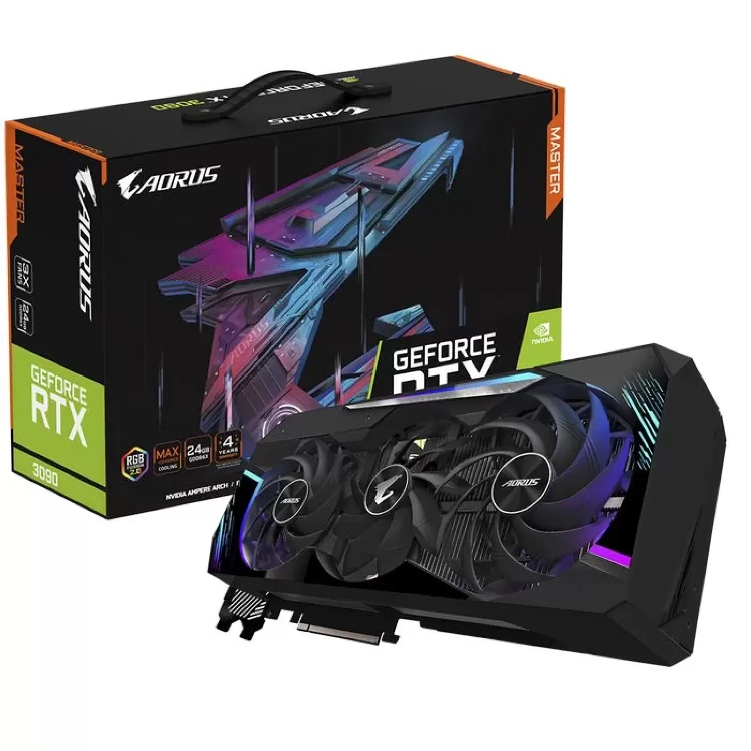 ВидеоКарта Gigabyte AORUS GeForce RTX 3090 MASTER 24G GV-N3090AORUS M-24GD (rev. 2.0) LHR