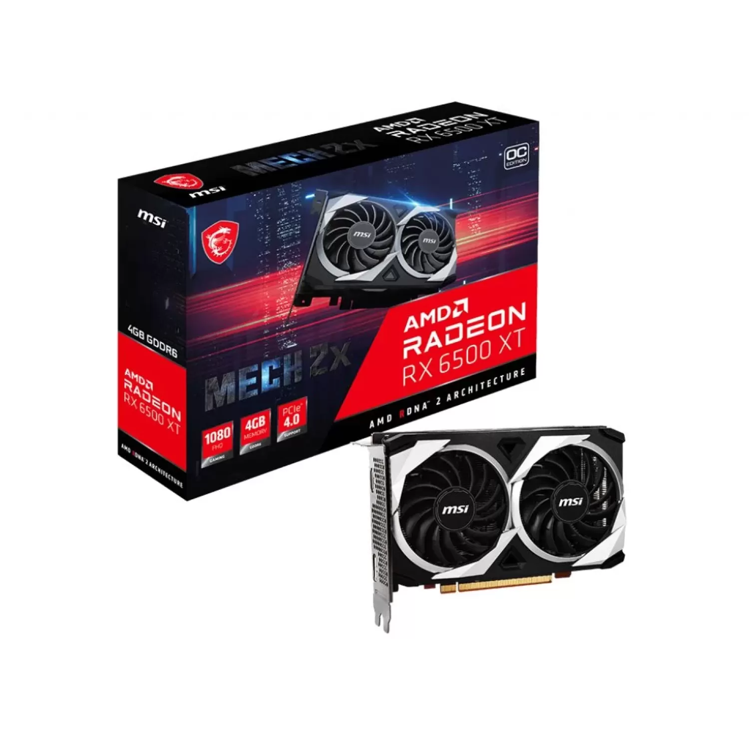 Video Card MSI Radeon RX 6500 XT MECH 2X 4G OC 912-V508-016