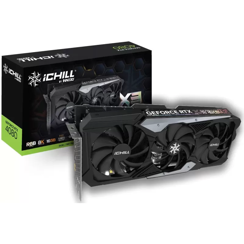 כרטיס מסך Inno3D GEFORCE RTX 4080 16GB ICHILL X3 C40803-166XX-187049H כרטיס מסך Inno3D GEFORCE RTX 4080 16GB ICHILL X3 C40803-166XX-187049H
