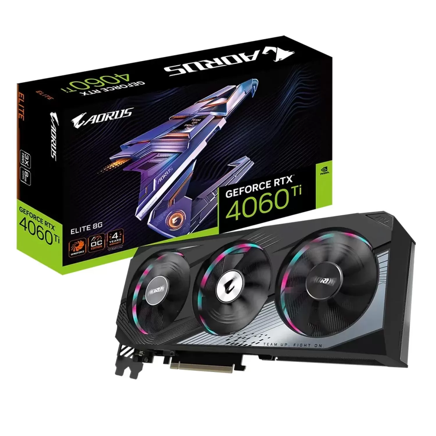 ВидеоКарта Gigabyte AORUS GeForce RTX 4060 Ti ELITE 8G GV-N406TAORUS E-8GD