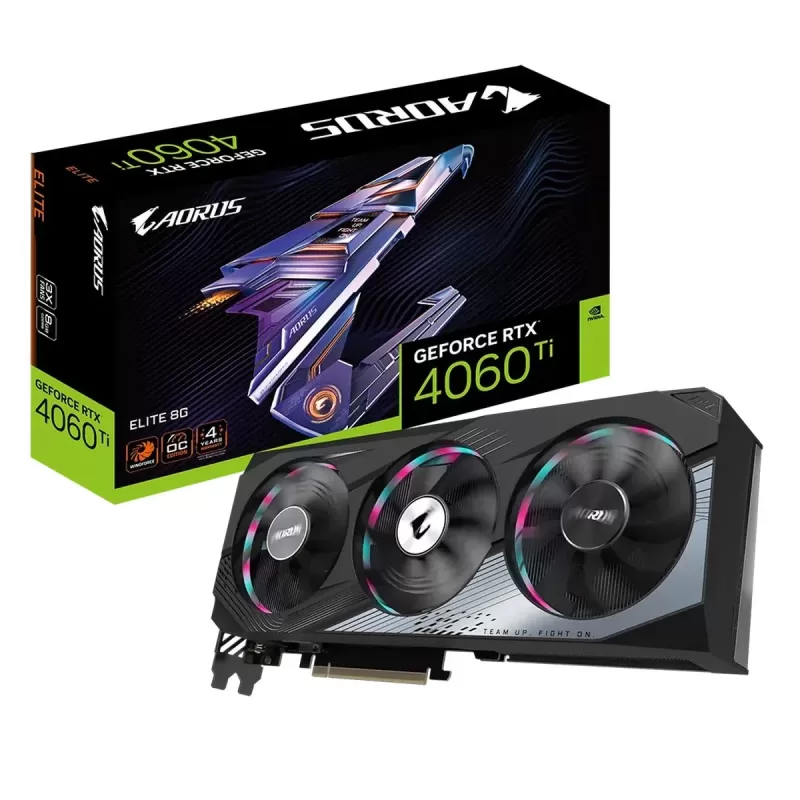 Video Card Gigabyte AORUS GeForce RTX 4060 Ti ELITE 8G GV-N406TAORUS E-8GD