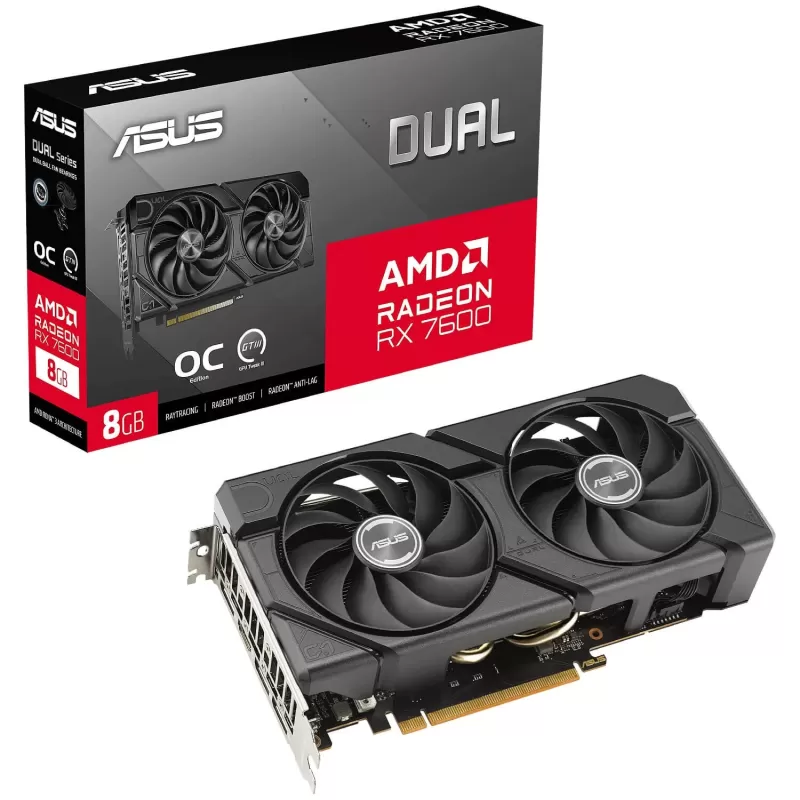 כרטיס מסך Asus Dual RX 7600 EVO OC Edition 8GB GDDR6 90YV0LD0-M0NA00