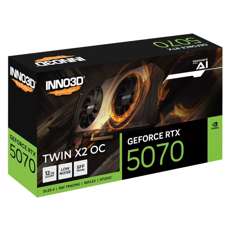 כרטיס מסך Inno3D RTX 5070 TWIN X2 OC N50702-12D7X-195064N כרטיס מסך Inno3D RTX 5070 TWIN X2 OC N50702-12D7X-195064N