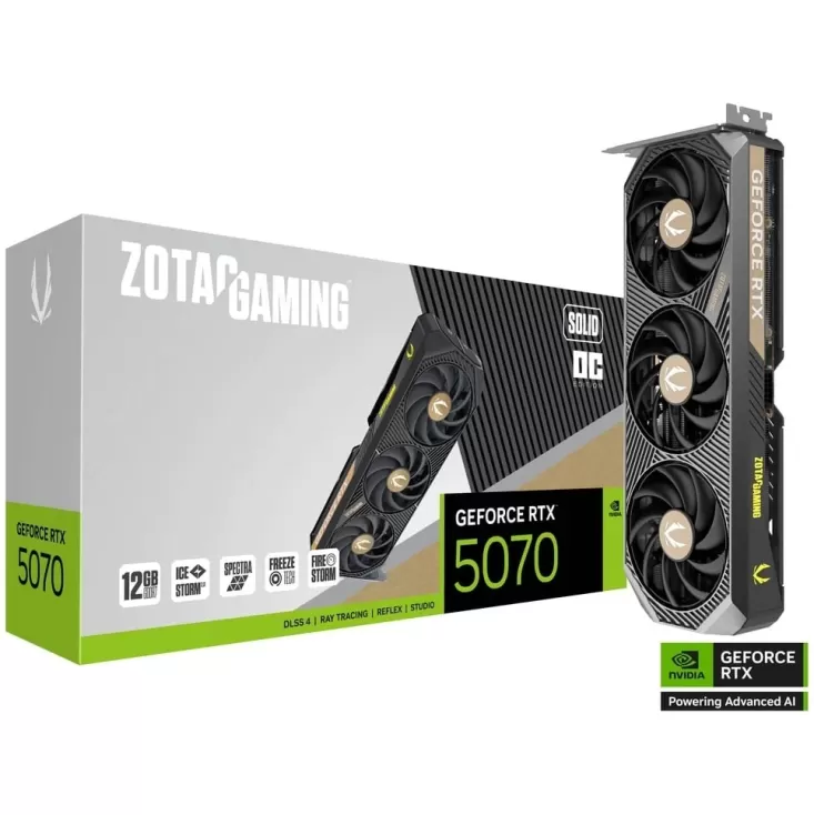 Video Card Zotac GAMING GeForce RTX 5070 12GB SOLID OC ZT-B50700J-10P