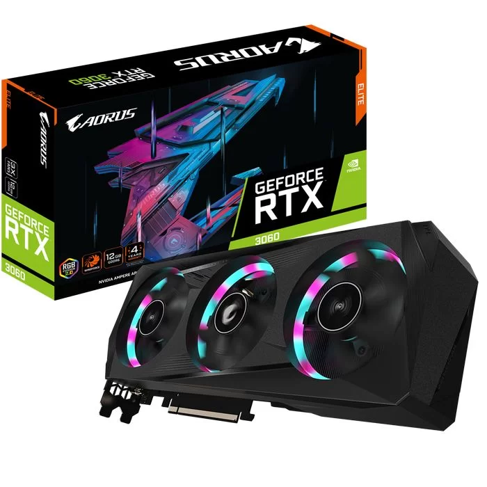 Video Card Gigabyte AORUS GeForce RTX 3060 ELITE 12G GV-N3060AORUS E-12GD - official importer Video Card Gigabyte AORUS GeForce RTX 3060 ELITE 12G GV-N3060AORUS E-12GD - official importer