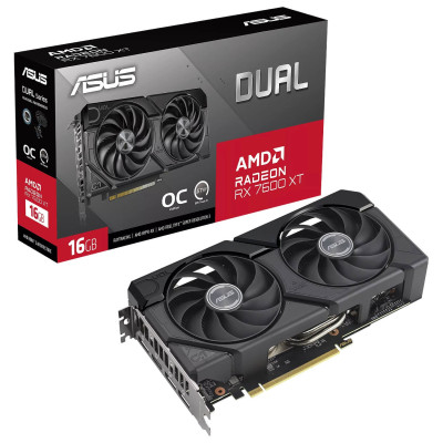 Video Card ASUS Dual RX 7600 XT OC Edition 16GB GDDR6 90YV0K21-M0NA00 Video Card ASUS Dual RX 7600 XT OC Edition 16GB GDDR6 90YV0K21-M0NA00