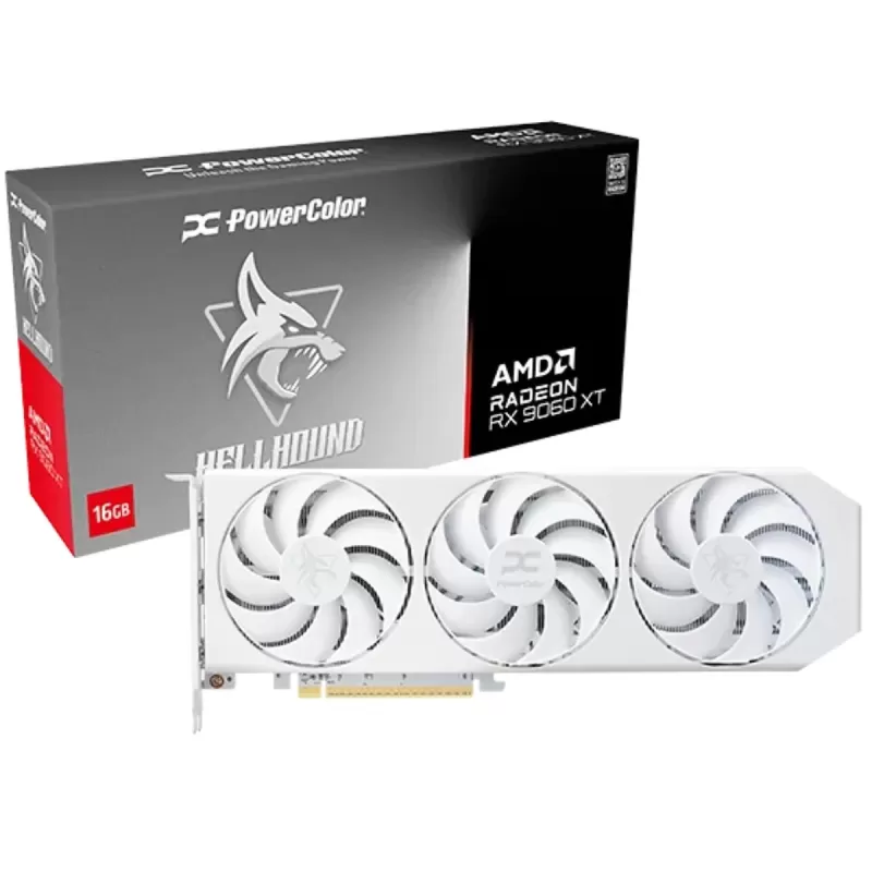 Case, mouse, and graphics card PowerColor ALPHYN AM10 + Hellhound Spectral white RX 9060 XT 16GB GDDR6 RX9060XT16G-LOCWHITE