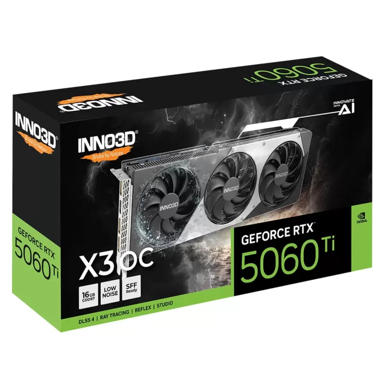 כרטיס מסך Inno3D GeForce RTX 5060 Ti 16GB TWIN X3 OC N506T3-16D7X-191073L