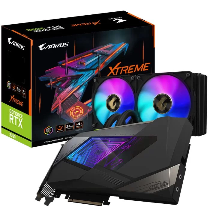 כרטיס מסך Gigabyte AORUS GeForce RTX 3090 XTREME WATERFORCE 24G GV-N3090AORUSX W-24GD