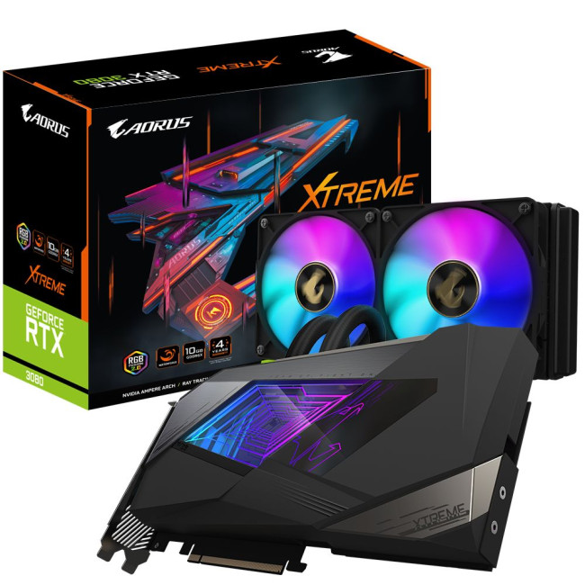 Video Card Gigabyte AORUS GeForce RTX 3080 XTREME WATERFORCE 10G LHR