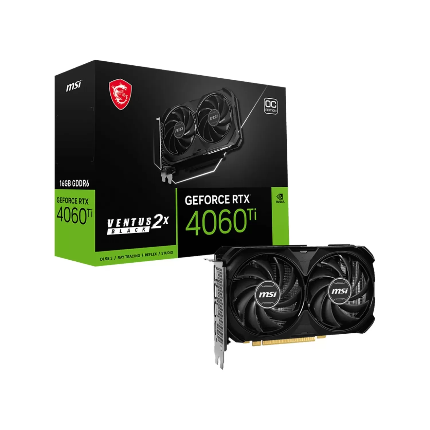 ВидеоКарта MSI GeForce RTX 4060Ti VENTUS 2X BLACK 16G OC NVIDIA GeForce RTX 4060 Ti