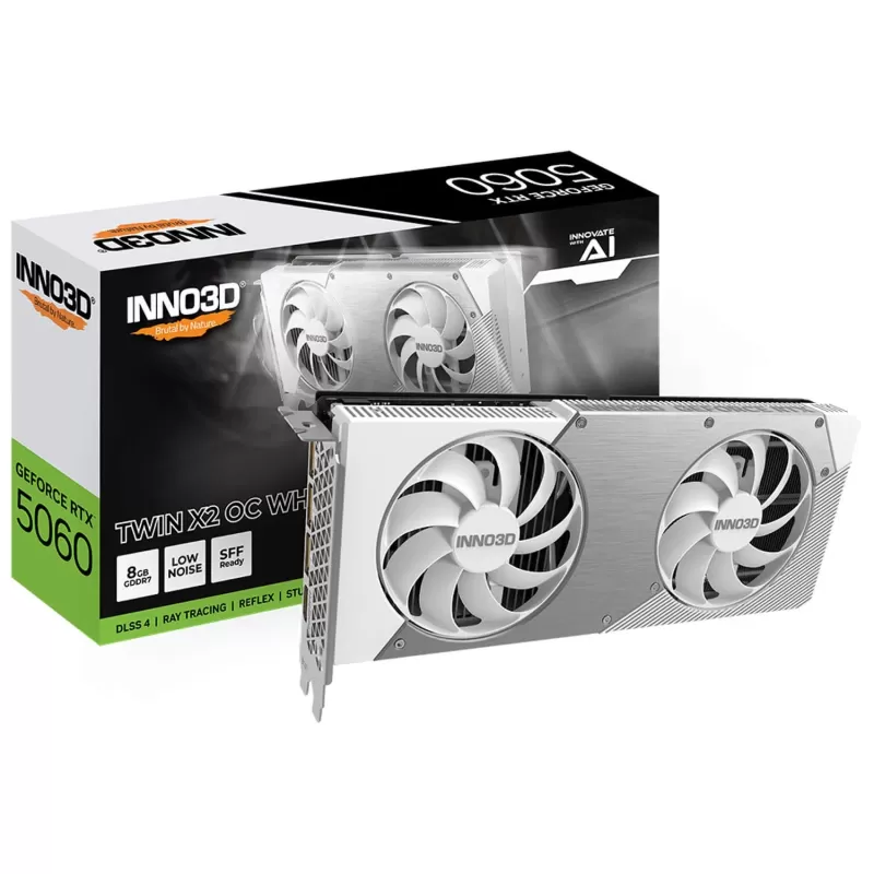 Video Card Inno3D GeForce RTX 5060 TWIN X2 OC 8GB white N50602-08D7X-195070W