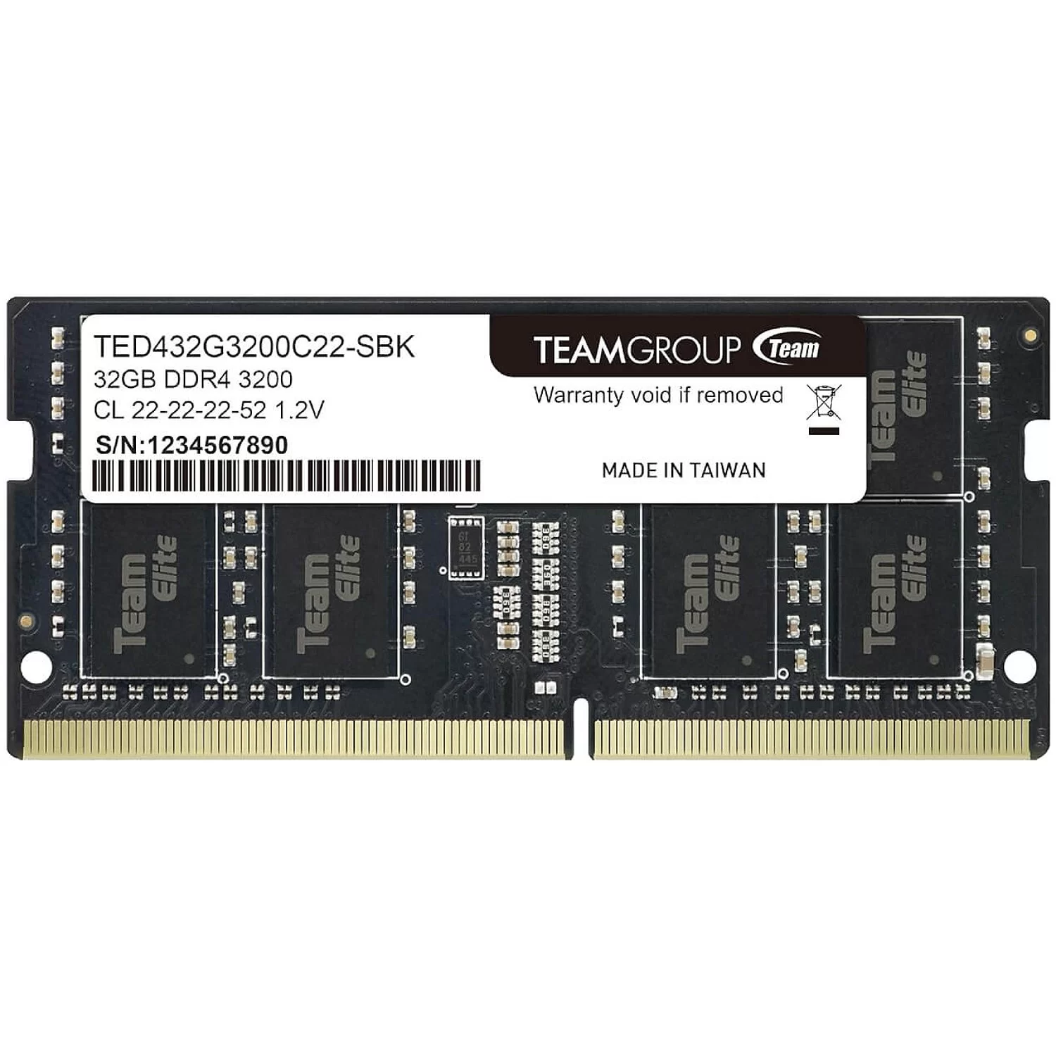 SODIMM-память TeamGroup ELITE TED432G3200C22-S01 32GB DDR4 SO-DIMM 3200MHz CL22