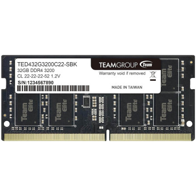 SODIMM-память TeamGroup ELITE TED432G3200C22-S01 32GB DDR4 3200MHz CL22 1.2V SODIMM-память TeamGroup ELITE TED432G3200C22-S01 32GB DDR4 3200MHz CL22 1.2V