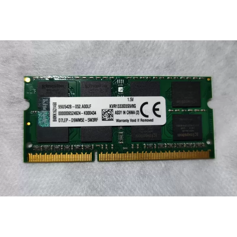 זיכרון SODIMM Kingston KVR1333D3S9/8G 8GB DDR3 SO-DIMM 1333MHz 9 cycles 1.5V מצב:משומש