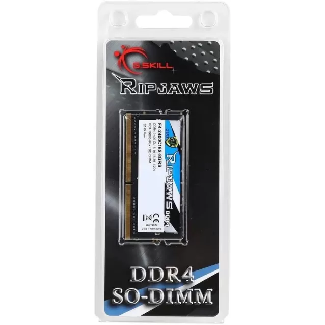 זיכרון SODIMM G.Skill Ripjaws F4-2400C16S-8GRS 8GB DDR4 SO-DIMM 2400MHz OEM, ללא אריזה מקורית