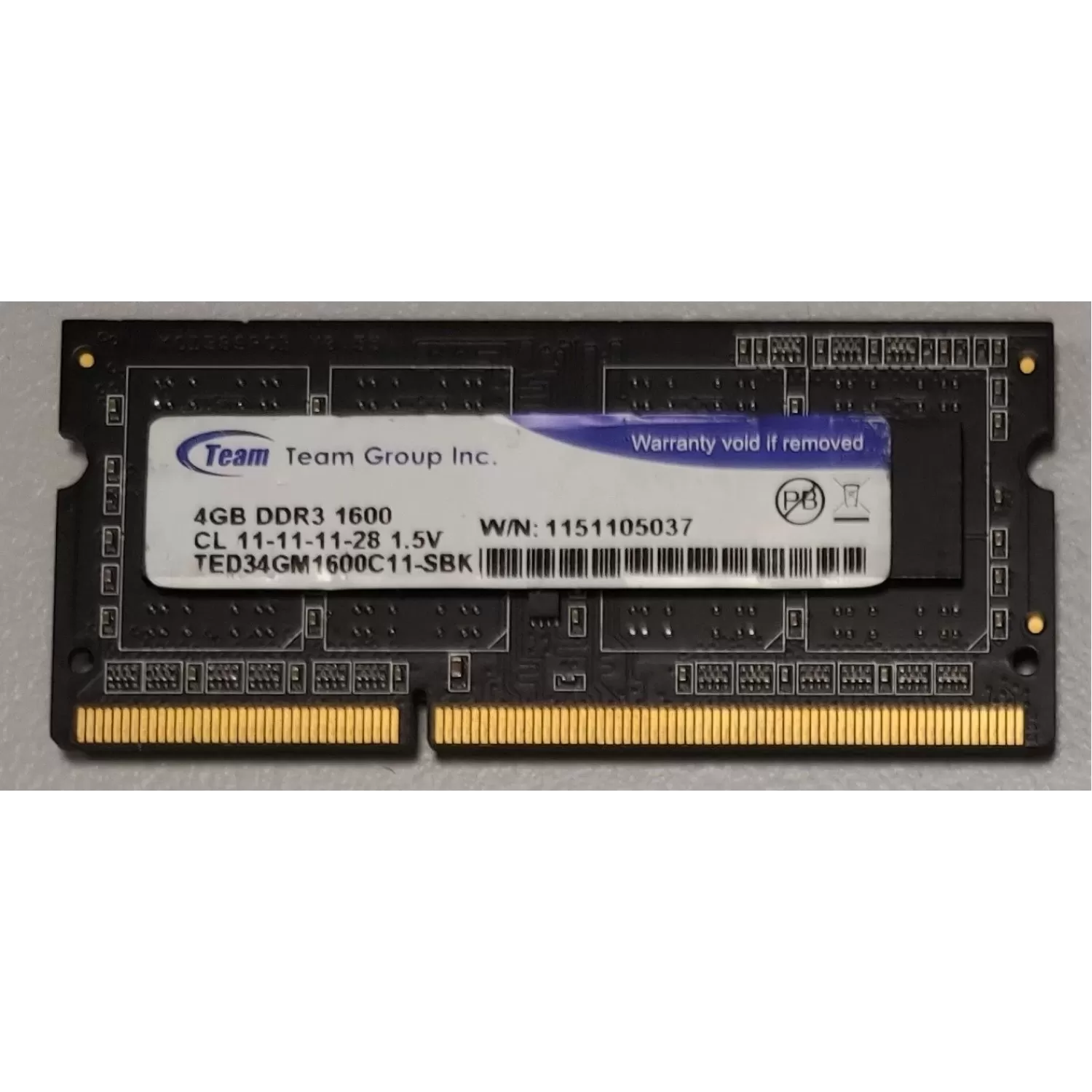SODIMM-память TeamGroup TED34GM1600C11-SBK 4GB DDR3 SO-DIMM 1600MHz Состояние:б/у