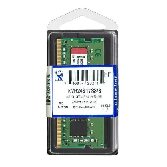 זיכרון SODIMM Kingston KVR24S17S8/8 8GB DDR4 SO-DIMM 2400MHz זיכרון SODIMM Kingston KVR24S17S8/8 8GB DDR4 SO-DIMM 2400MHz