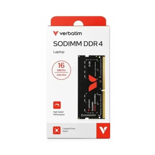 זיכרון SODIMM Verbatim 16GB DDR4 3200MHz SODIMM 1.2V 30110 16GB DDR4 SO-DIMM 3200MHz - יבואן רשמי