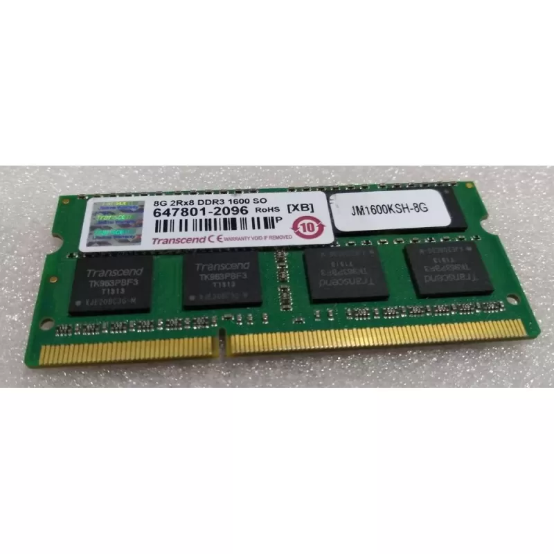 SODIMM memory Transcend JM1600KSH-8G 8GB DDR3 SO-DIMM 1600MHz 1.5V Condition:Used