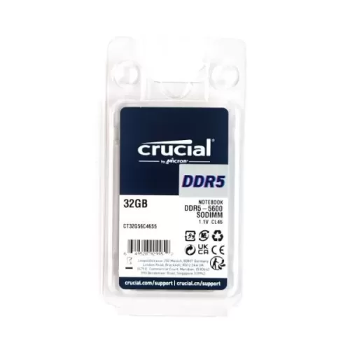זיכרון SODIMM Crucial CT32G56C46S5 32GB DDR5 SO-DIMM 5600MHz CL46