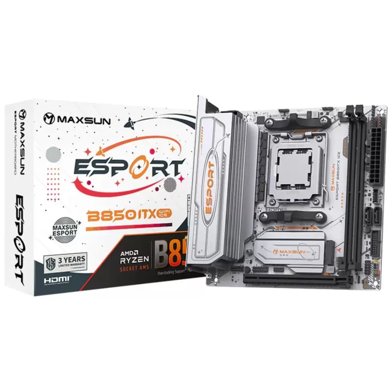 לוח אם MAXSUN eSport B850ITX WiFi ICE DDR5 AM5 לוח אם MAXSUN eSport B850ITX WiFi ICE DDR5 AM5