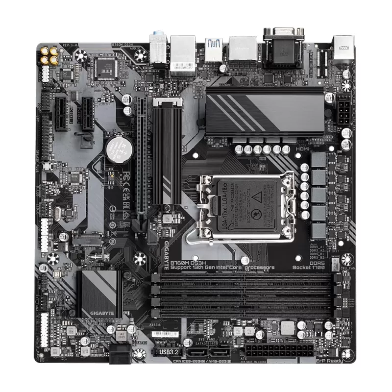 לוח אם Gigabyte B760M DS3H DDR5 DIMM LGA1700 - יבואן רשמי