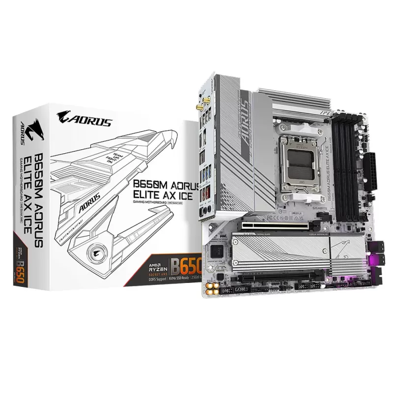Материнская Плата Gigabyte B650M AORUS ELITE AX ICE DDR5 DIMM AM5