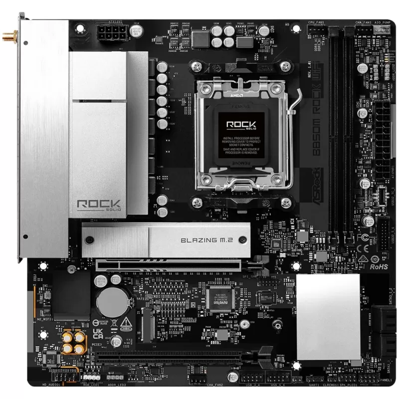 Материнская Плата ASRock B850M Rock WiFi DDR5 AM5 Материнская Плата ASRock B850M Rock WiFi DDR5 AM5