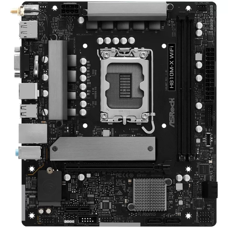 Материнская Плата ASRock H810M-X WiFi DDR5 LGA1851 Материнская Плата ASRock H810M-X WiFi DDR5 LGA1851