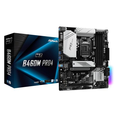 Motherboard ASRock B460M Pro4 DDR4 LGA1200 Motherboard ASRock B460M Pro4 DDR4 LGA1200