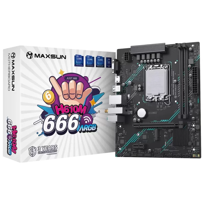 לוח אם MAXSUN H610M 666 WiFi6 ARGB DDR4 LGA1700