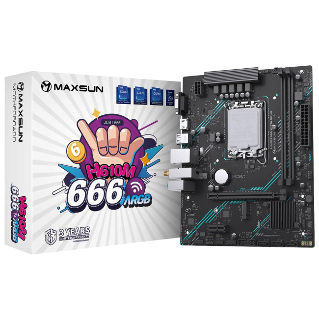 Материнская Плата MAXSUN H610M 666 WiFi6 ARGB DDR4 LGA1700
