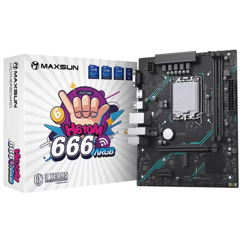 לוח אם MAXSUN H610M 666 WiFi6 ARGB DDR4 LGA1700