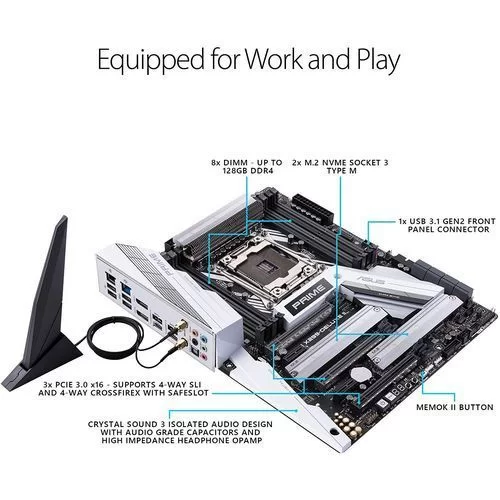 לוח אם Asus PRIME X299-DELUXE II DDR4 LGA2066 לוח אם Asus PRIME X299-DELUXE II DDR4 LGA2066
