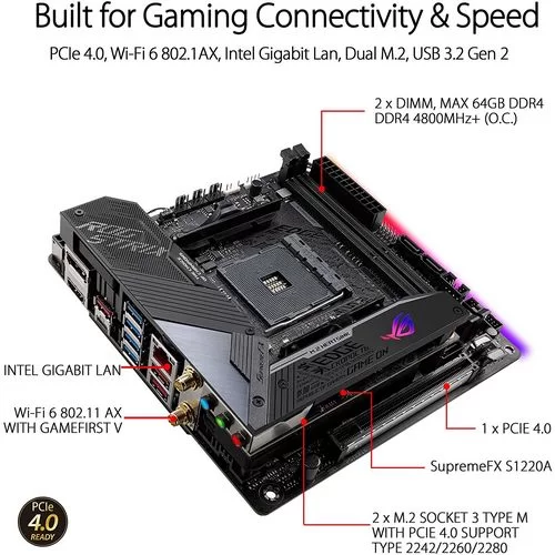 לוח אם Asus ROG Strix X570-I Gaming DDR4 AM4 לוח אם Asus ROG Strix X570-I Gaming DDR4 AM4
