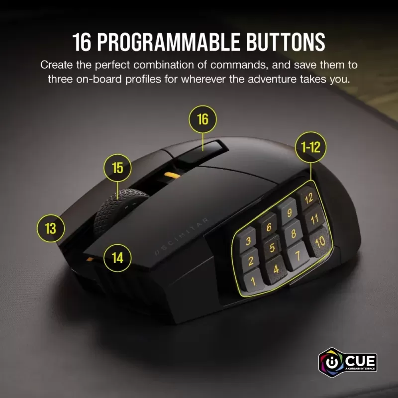 Wireless Gaming Mouse Corsair SCIMITAR ELITE WIRELESS MMO Gaming Color:black Wireless Gaming Mouse Corsair SCIMITAR ELITE WIRELESS MMO Gaming Color:black