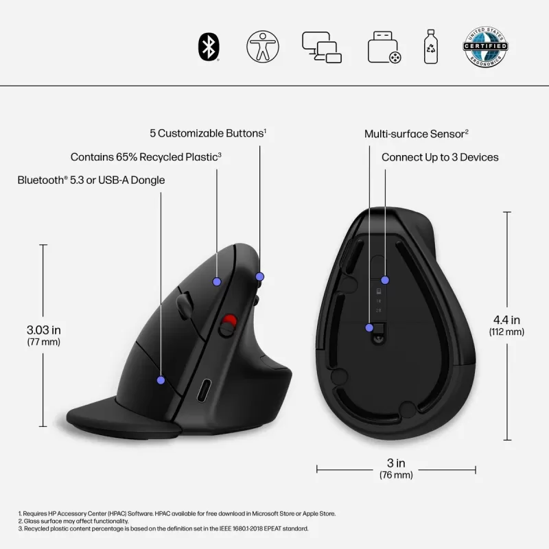 Wireless Mouse HP 925 Ergonomic Vertical Mouse