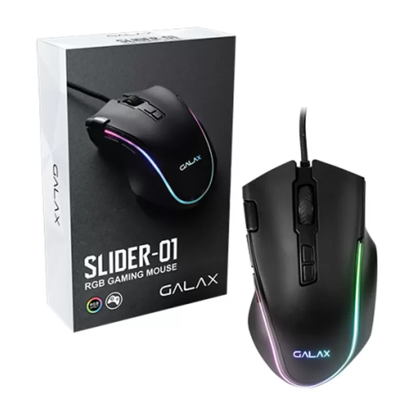 עכבר גיימינג Galax Gaming Mouse (SLD-01) 7200DPI/ RGB/ 8 Programmable Macro Keys צבע שחור