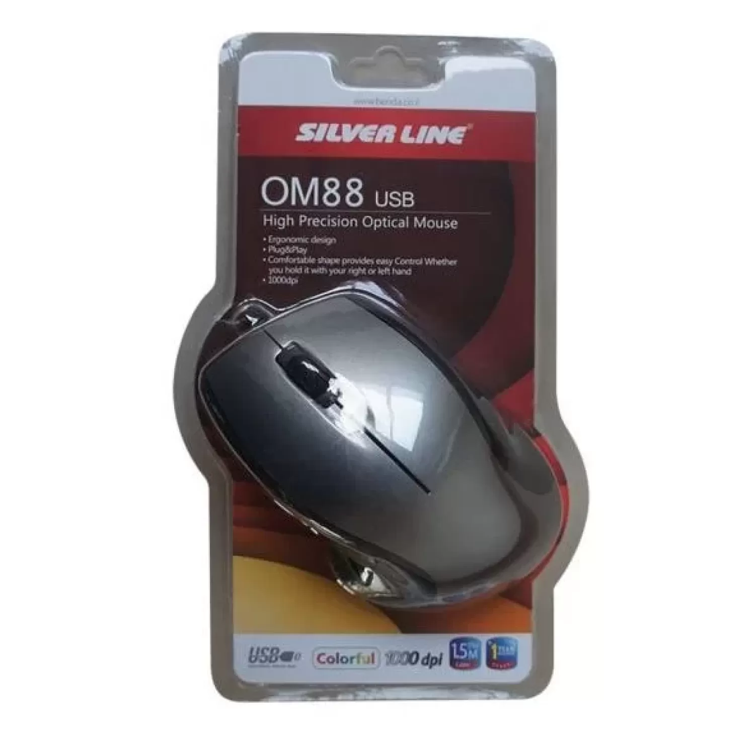 Wired Mouse Silver Line OM88 USB gray