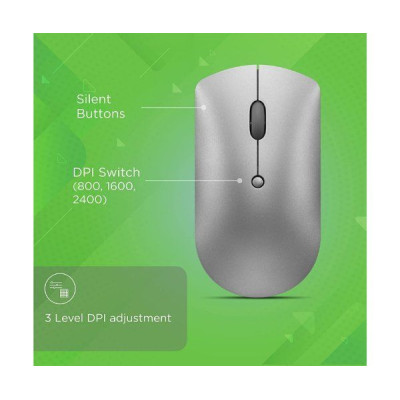 Wireless Mouse Lenovo 600 Bluetooth Silent Mouse Color:silver Wireless Mouse Lenovo 600 Bluetooth Silent Mouse Color:silver