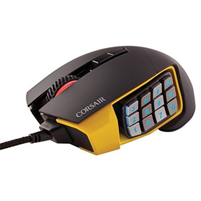 Игровая Мышь Corsair SCIMITAR PRO RGB Optical MOBA/MMO черный, желтый