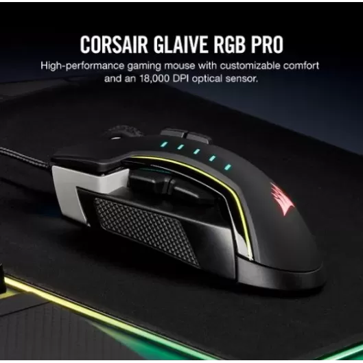 Игровая Мышь Corsair GLAIVE RGB PRO Aluminum Цвет:чёрный