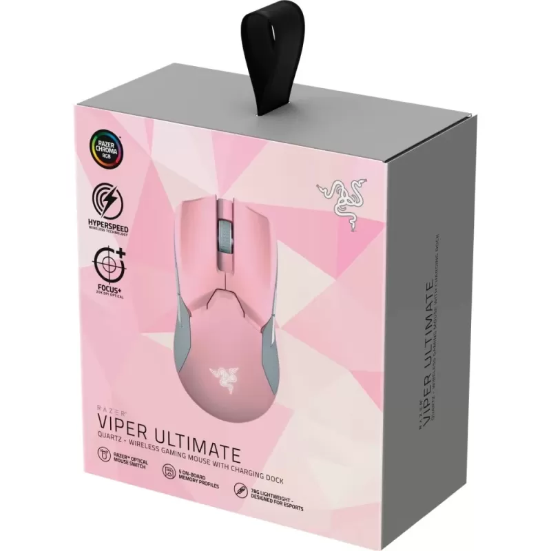 עכבר גיימינג אלחוטי RAZER Viper Ultimate & Mouse Dock ורוד