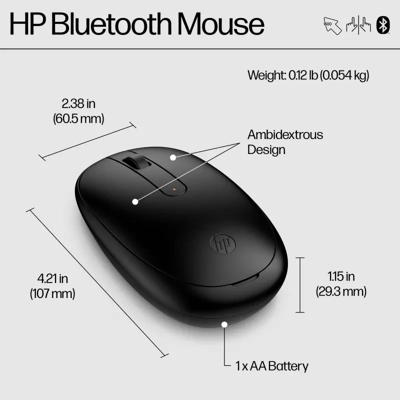 עכבר אלחוטי HP 245 Bluetooth Mouse שחור עכבר אלחוטי HP 245 Bluetooth Mouse שחור