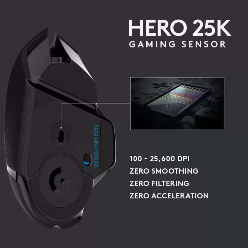עכבר גיימינג אלחוטי Logitech G502 Lightspeed צבע שחור