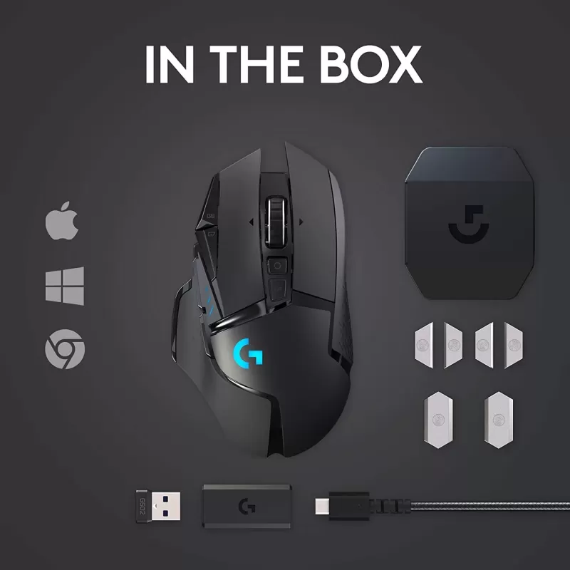 עכבר גיימינג אלחוטי Logitech G502 Lightspeed צבע שחור