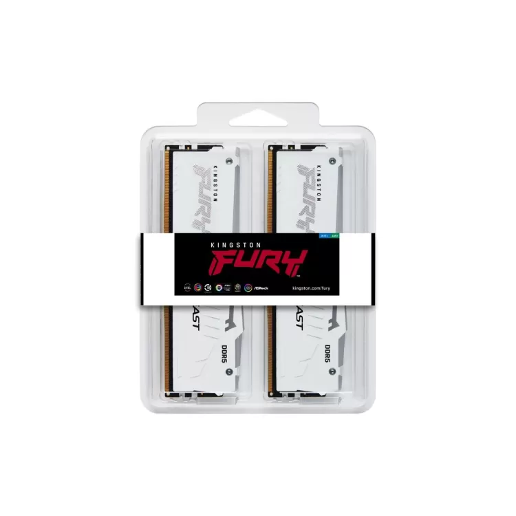 Desktop Memory DRAM Kingston Fury Beast RGB 32GB 2X16 DDR5 6800MHz C34 white KF568C34BWEAK2-32 32GB DDR5 DIMM 6800MHz