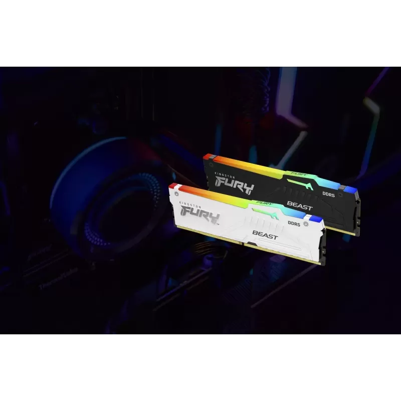 Desktop Memory DRAM Kingston Fury Beast RGB 32GB 2X16 DDR5 6800MHz C34 white KF568C34BWEAK2-32 32GB DDR5 DIMM 6800MHz