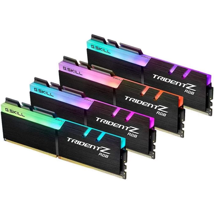 זיכרון לנייח DRAM G.Skill Trident Z RGB F4-3600C16Q-64GTZRC KIT 64GB (4X16GB) DDR4 DIMM 3600MHz 16-19-19-39 1.2V OEM, ללא אריזה צבע שחור